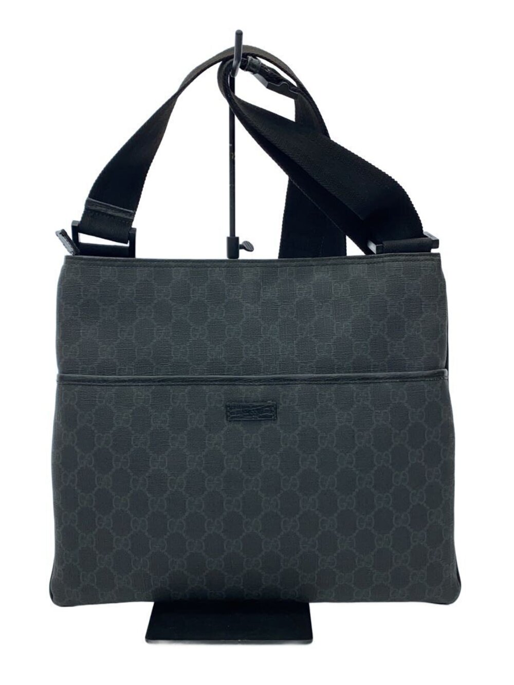 Gucci GG Supreme Messenger Bag black canvas shoulder strap